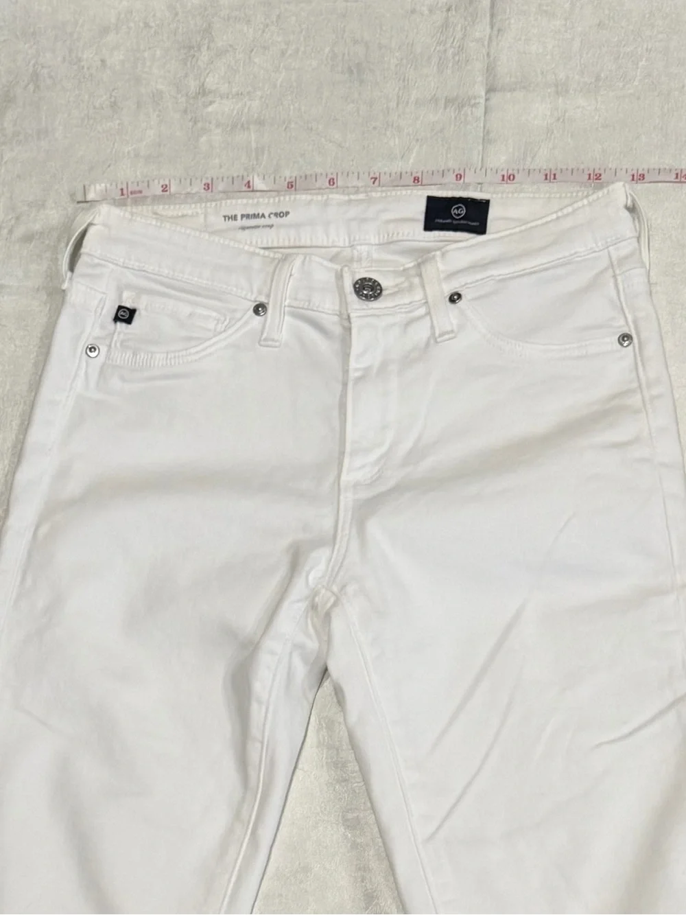 AG Adriano Goldschmied The Prima Crop Cigarette Crop White Jeans Women’s 24 - Picture 4 of 6
